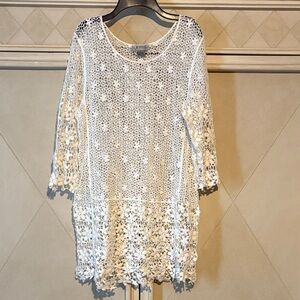 Elegant White Crochet Swim Coverup